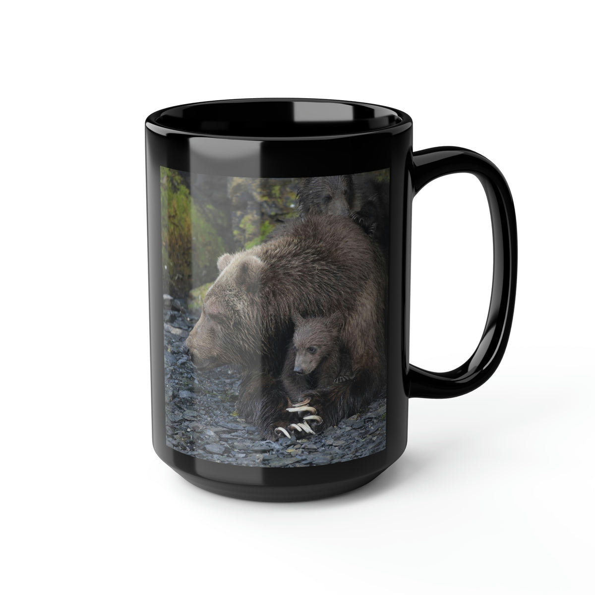Embracing Sow Mirrored Black Mug, 15oz
