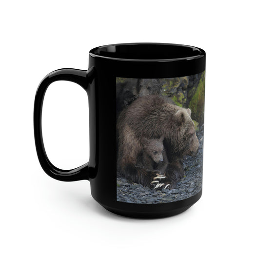 Embracing Sow Mirrored Black Mug, 15oz
